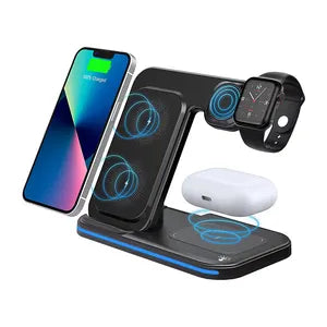 3 In 1 Phone Stand Charging Station 3 In 1 Wireless Charger Foldable